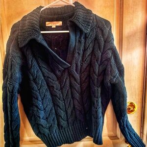 LOFT Cable Knit Sweater Deep Green